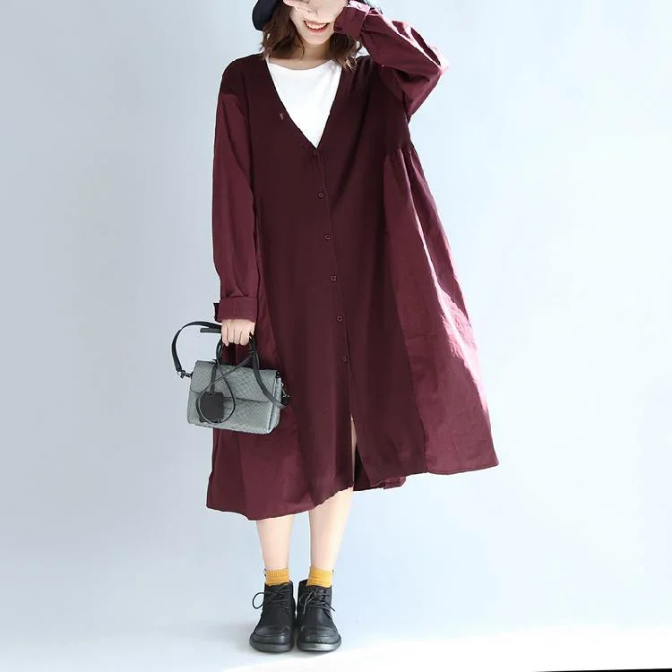 2017 new purple red patchwork cotton silk sweater outwear oversize casual knit long coats