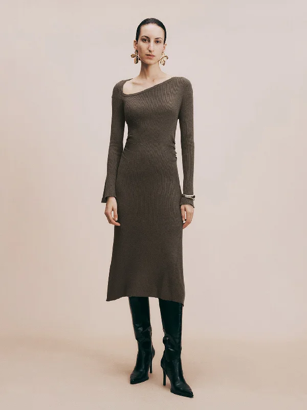 One Shoulder Skinny Knitted Dress