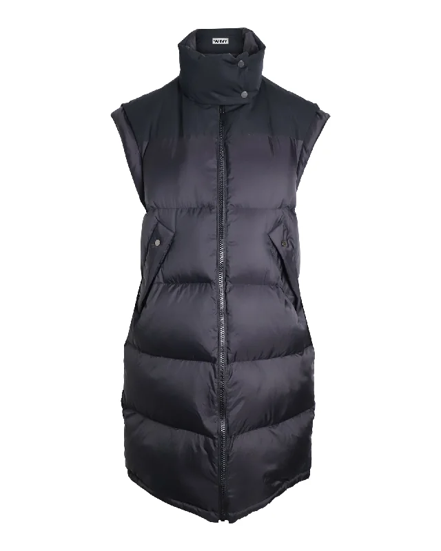 Yves Salomon YS Army Sleeveless Puffer Vest in Black Cotton