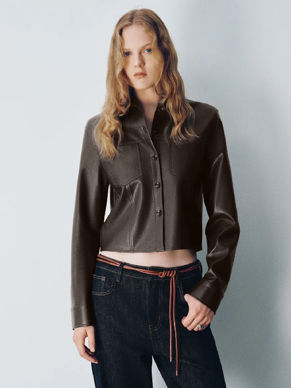 Vegan Leather Straight Shirt