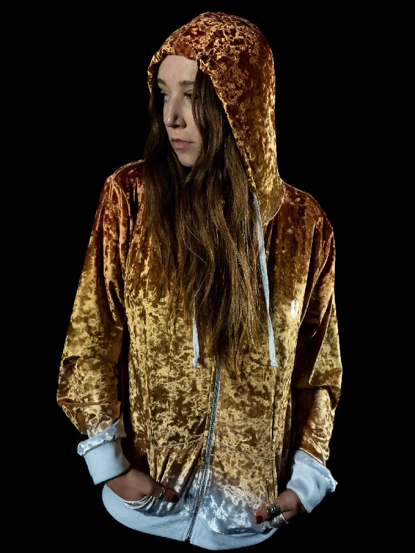 Bronze Unisex Crushed Velvet Zip-Up