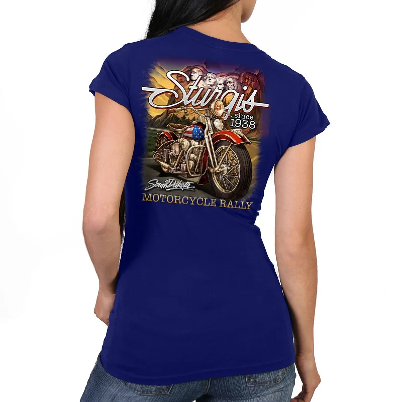 Hot Leathers SPL1853 Women's Navy 2023 Sturgis Rally Rushmore T-Shirt