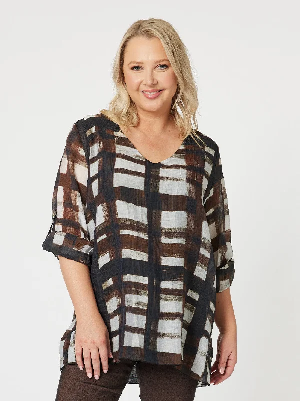 Zena Check Tunic - Chocolate